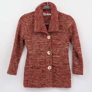 Vintage Coronia Wool Cardigan Womens L Red Boho Grannycore Casual Bohemian Twee